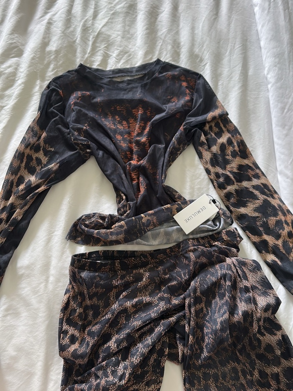 Animal Print Two-Piece Set - Black & Brown